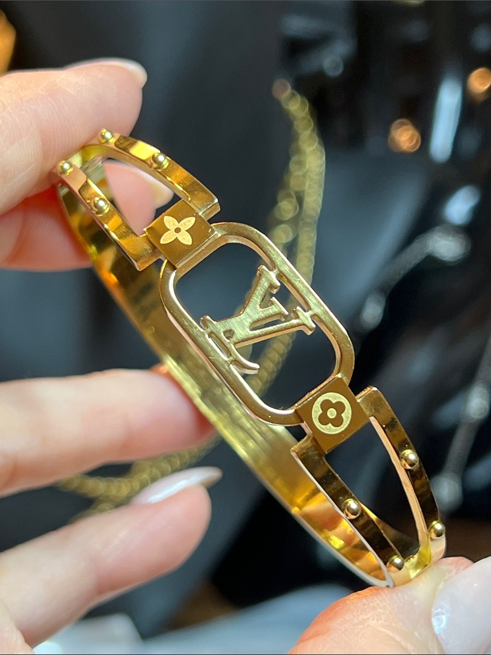 Gold Logo Link Bangle Bracelet